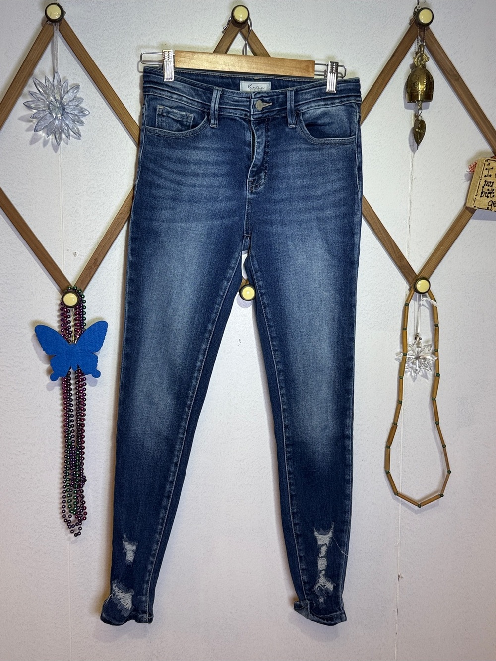 KanCan Medium Wash Blue Skinny Jeans with Subtle Distress